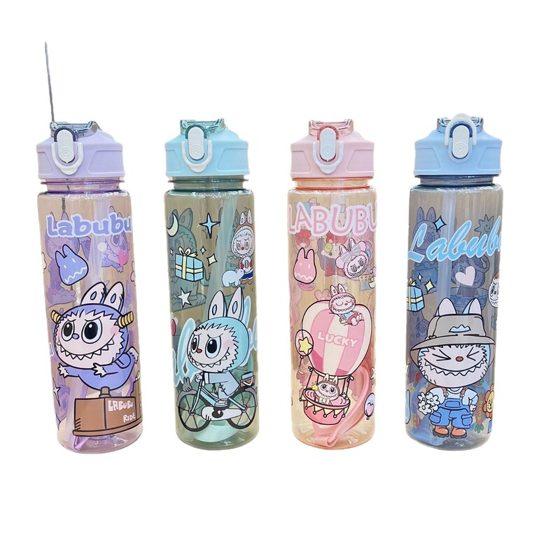 新しいかわいい漫画の大容量プラスチックカップ、見栄えの良いダブルドリンクバウンスカップ、子供や学生向けのストローカップ|undefined