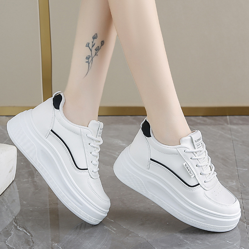 GT9903 Damen-Sneaker, leicht und mit weicher Sohle, weiße Schuhe mit Absatz für kleinere Frauen, ideal für den Sommer, Freizeit und Sport._voghion.com