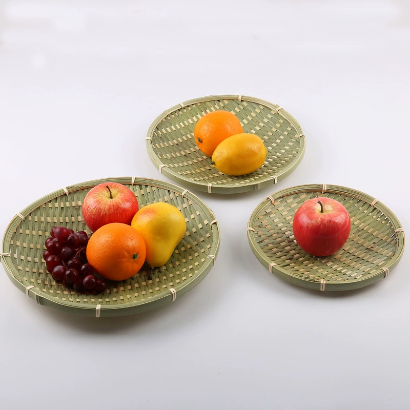 T^Handmade bamboo weaving products Bamboo weaving products Creative decoration Home dustpan tray Household small bamboo tray round