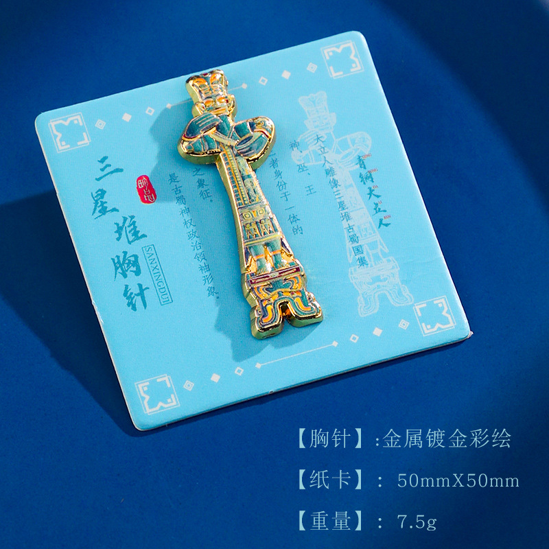 배지 (Sanxingdui)-청동 서있는 남자