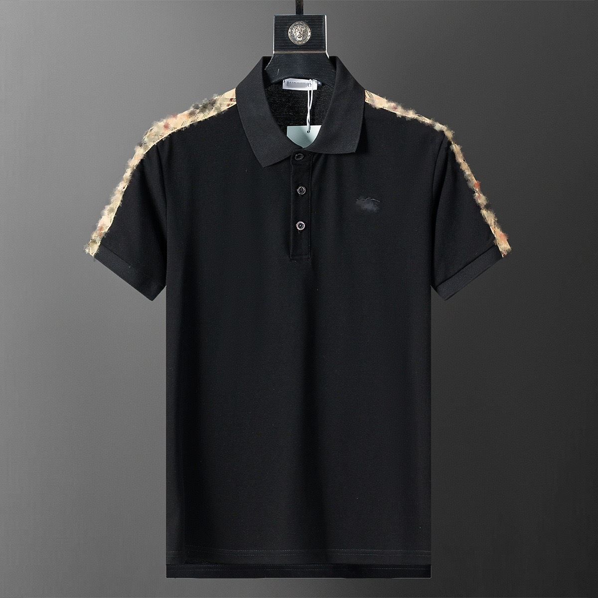 SS25 nueva estación europea de verano de alta calidad de hombre con solapa de algodón perla camisa polo de manga corta