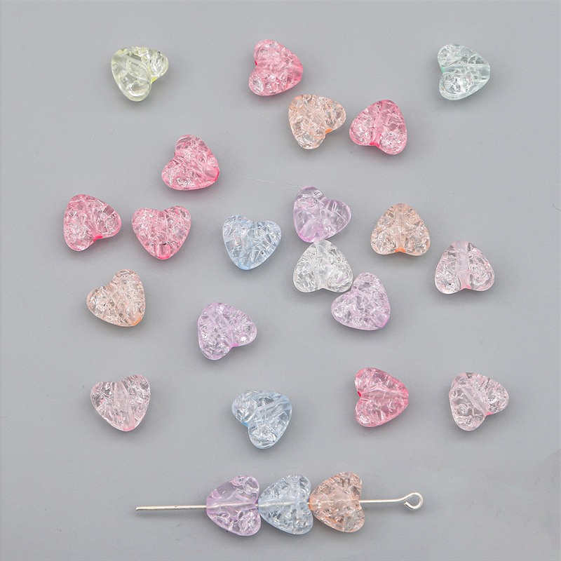 10 * 9mm Jewelry Making Size 1 Set 10 * 9mm Hole 2~2.9mm Arylic Heart Shape DIY Jewelry Accessories Beads