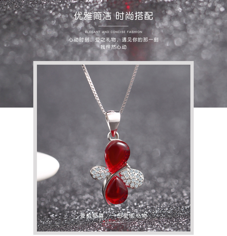 Fashion Necklace Accessories S925 Silver Inlaid Zircon Crystal Butterfly Pendant display picture 1