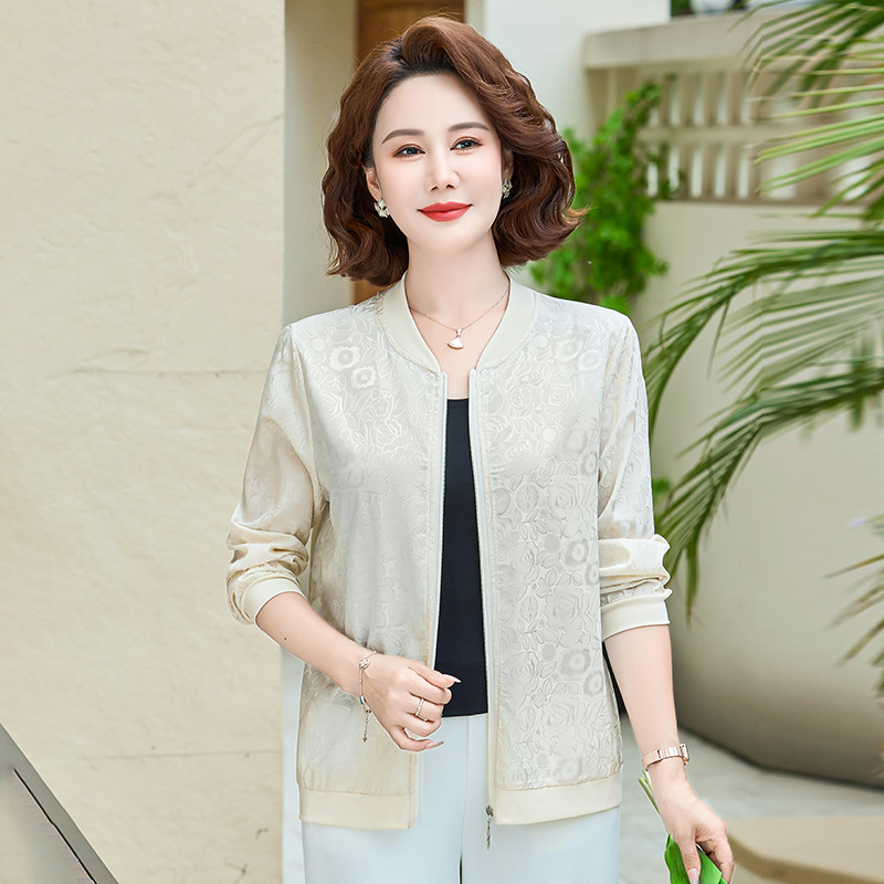 夏季防晒衣女新款妈妈装外套减龄中老年人宽松显瘦棒球服外套上衣|undefined