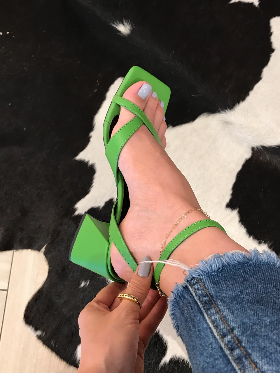 Solid Color Hollow Square Toe Buckle Thick High Heels Sandals NSYBJ115834