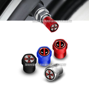 Car Modified Metal Valve Cap Deadpool Biohazard Aluminum Alloy Tire Valve Core Dust Cover Universal Type