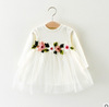 Demi-season dress with sleeves, small princess costume, girl's skirt, wholesale, flowered, long sleeve
