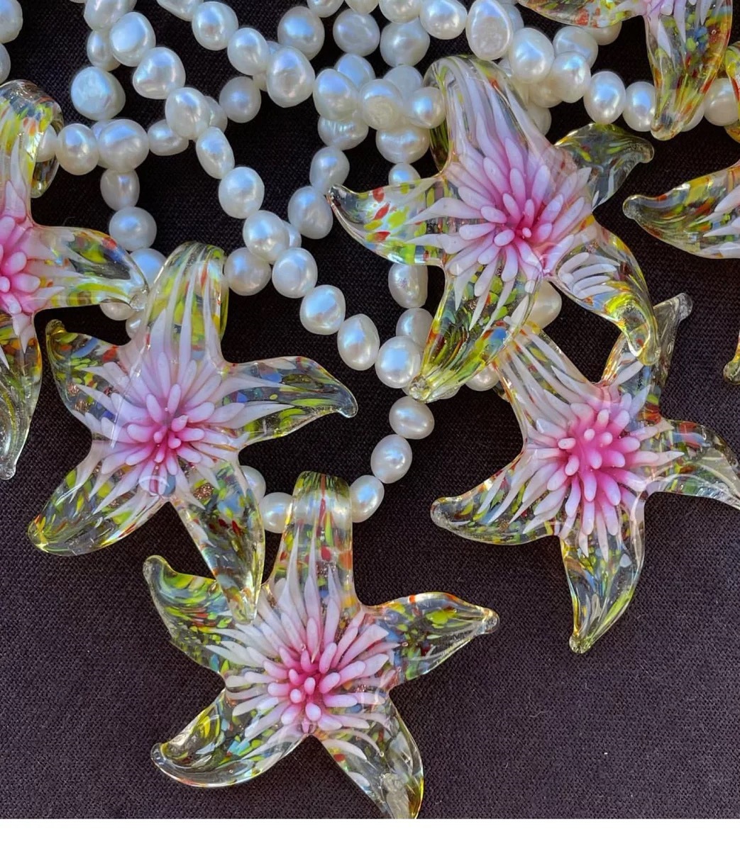 Beaded Chain Chain Type 1 Piece Quantity Weekend, Beach Occasion Hawaiian Starfish Imitation Pearl Resin Copper Beaded Chain Beaded Necklaces Wholesale