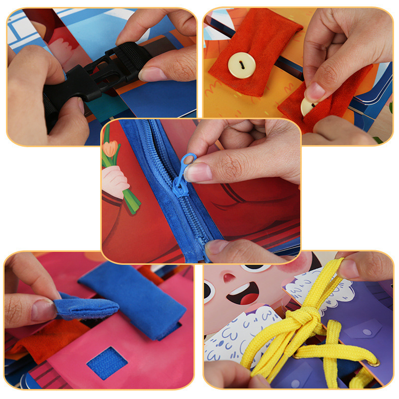 Weiweihu Tablero ocupado de madera multicapa para niños 0-3 Entrenamiento de concentración Libro ocupado Juguetes educativos de educación temprana Montessori