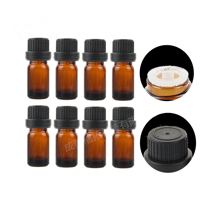 现货库存 5ml茶色玻璃精油瓶 10ml避光精华液瓶 密封滴管瓶