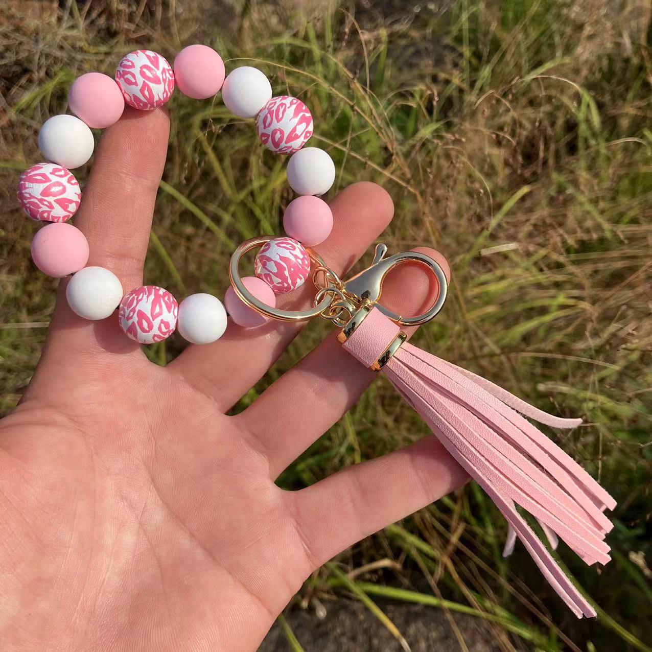 1 Stück Lässig Strassenmode Farbblock Kieselgel Armbänder Schlüsselbund display picture 3