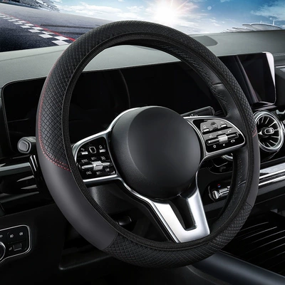 Steering wheel cover Universal for All Seasons, Cross-Border E-Commerce - ad-black-38cm