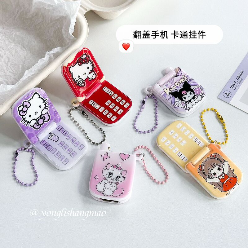 Cute Cartoon Kt Cat Sanrio Flip Phone Charm Keychain Versatile Bag Accessory Gift for Best Friend Cute Cartoon Kt Cat Sanrio Flip Phone Charm Keychain Versatile Bag Accessory Gift for Best Friend