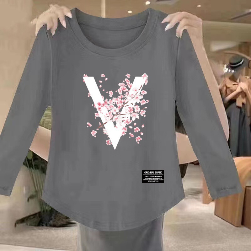 Clearance Sale: Fashionable Slimming Long Sleeve T-Shirts for Middle-Aged and Elderly Women, Loose Fit, Versatile, Regular Shoulder Top