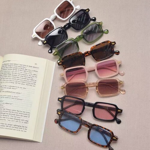 Square Rice Grain Sunglasses Retro Instagram Influencer Style Sunglasses for Women Trendy Fashion Versatile Sunglasses