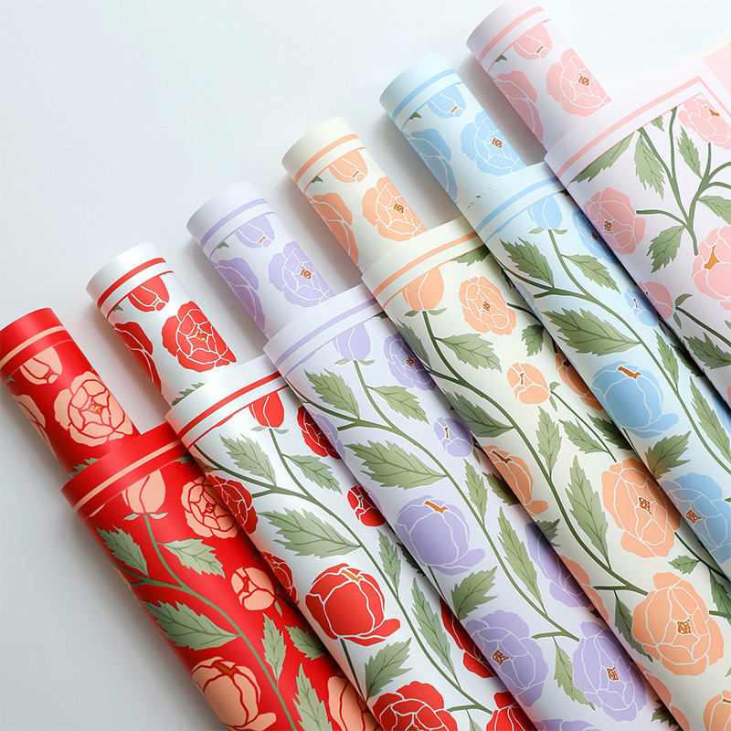 Flor de papel de plumas de flores de rosa de Victoria flor de papel de embalaje flor floral florista de papel de envoltura floral impermeable