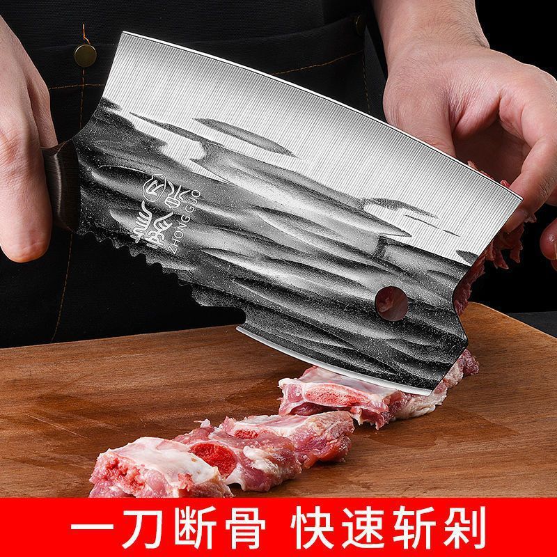 Cuchillo de cocina 2 - en - 1 para cortar verduras domésticas, cortar carne, cortar y cortar, herramienta de forja manual de doble uso comercial image 3
