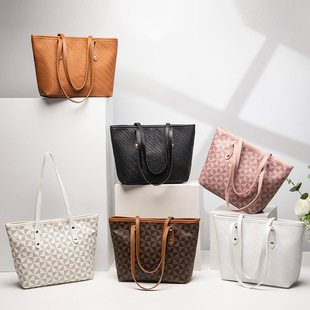 Women's bag Women's 2023 new embossed flower portable shopping bag versatile large capacity bucket bag