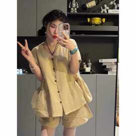 甜美休闲2026新款睡衣女夏季时尚短袖薄款色开衫可爱家居服套装