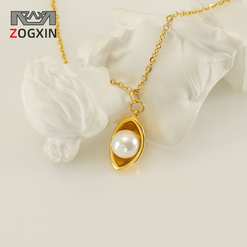 New Stainless Gold-Plated Pearl Necklace Women, Titanium Steel Design, Simple And Fashionable Clavicle Chain For Women_voghion.com