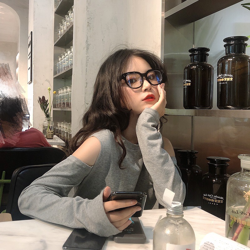 Camiseta de Moda para Mujer 2025, Estilo Influencer, Ajustada, con Hombros Descubiertos, Manga Larga, Estilo Chic