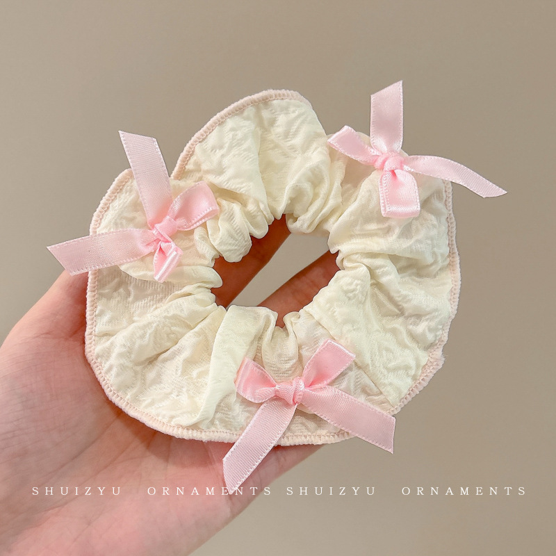 Accesorio para el cabello de estilo francés para mujer, pañuelo cuadrado simple, coletero de gran tamaño con ribete de encaje.