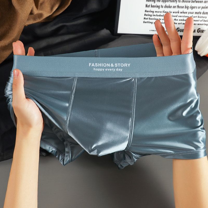 Light Luxury Breathable Satin Men's Underwear Ice Silk Underwear Summer Boys' Shorts Boxer Briefs Men's Boxer Briefs
