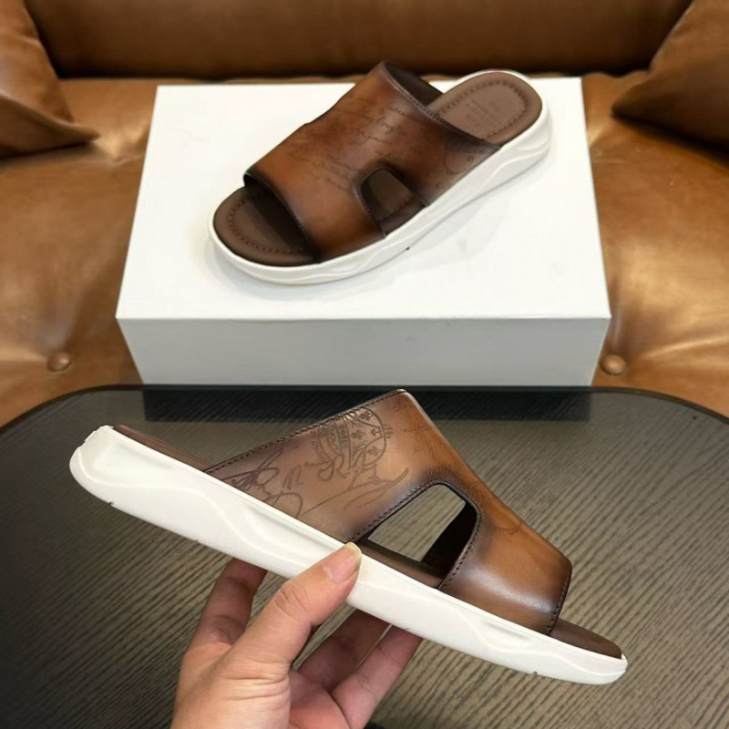 First Layer Cowhide European Slippers for Men, Summer Trendy Genuine Leather, Casual Lightweight Popular European and American Style