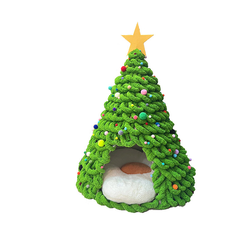 クリスマスツリー猫巣手作りdiy材料バッグ自作猫尾毛糸冬保温冬閉鎖犬小屋|undefined