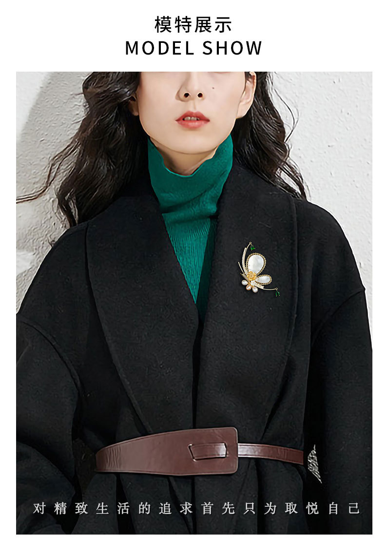 时尚轻奢风贝壳蝴蝶胸针小众高级感淡水珍珠昆虫胸花新