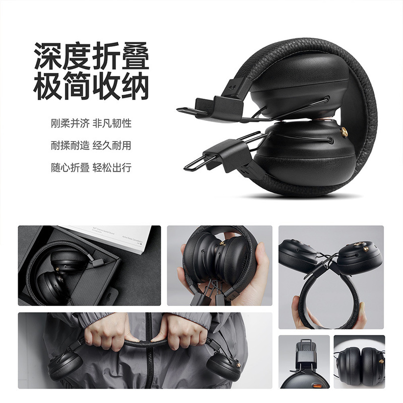 凡纪头戴式复古重低音ANC降噪蓝牙耳机超长续航运动无线蓝牙耳机|undefined