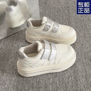 魔术贴厚底增高小白鞋女款2026春季厚底板鞋学生小众面包鞋
