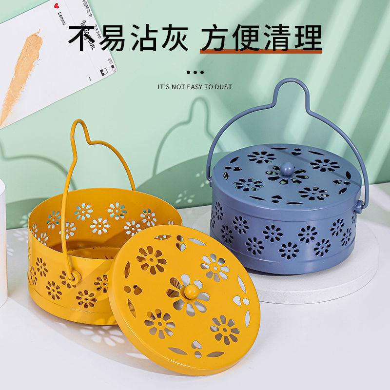 Creative mosquito coil rack mosquito coil plate grey plate mosquito coil box stove rack plate fireproof with cover household hollow mosquito coil plate can be hung