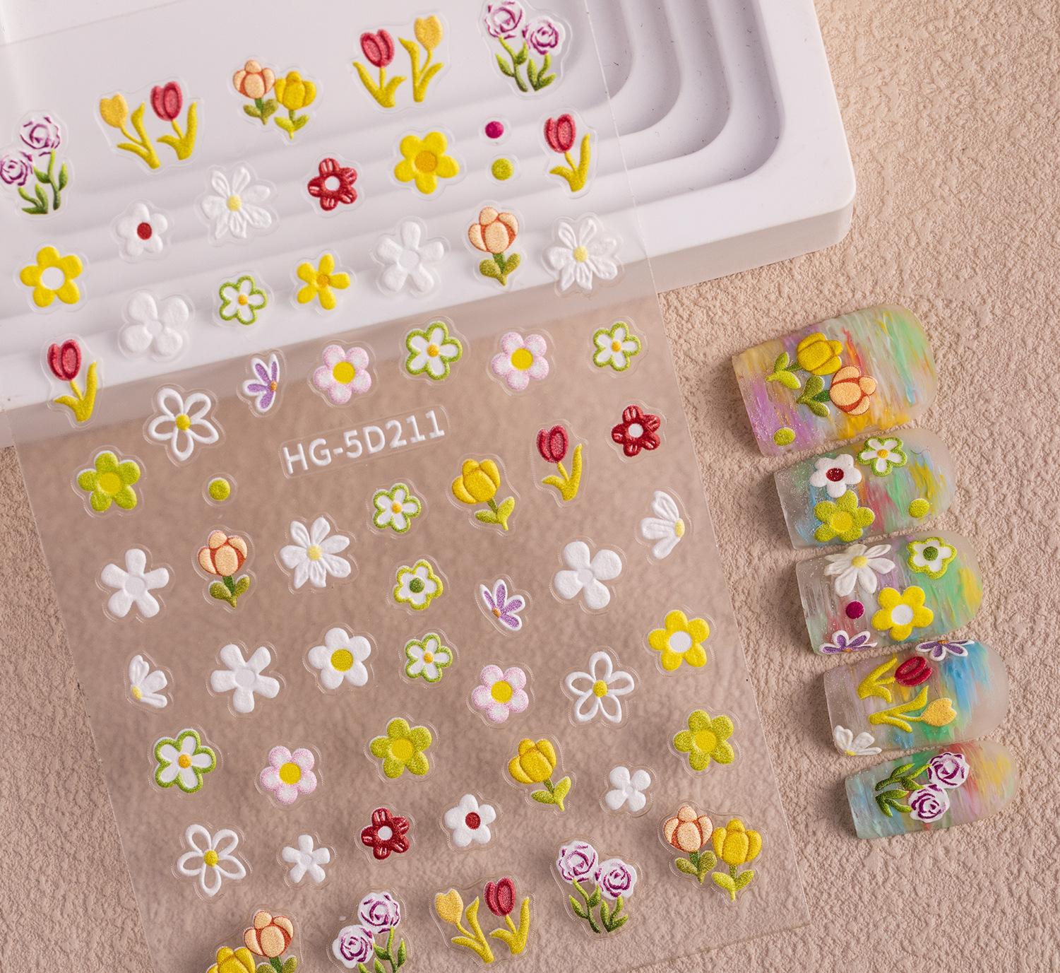 10g Weight Nail Decals  Classification of Nail Art Accessories Nail Patches Nail Supplies PET, tpu Material Flower Pattern Cute, Sweet Style Cute Sweet Flower PET Tpu Nail Patches 4