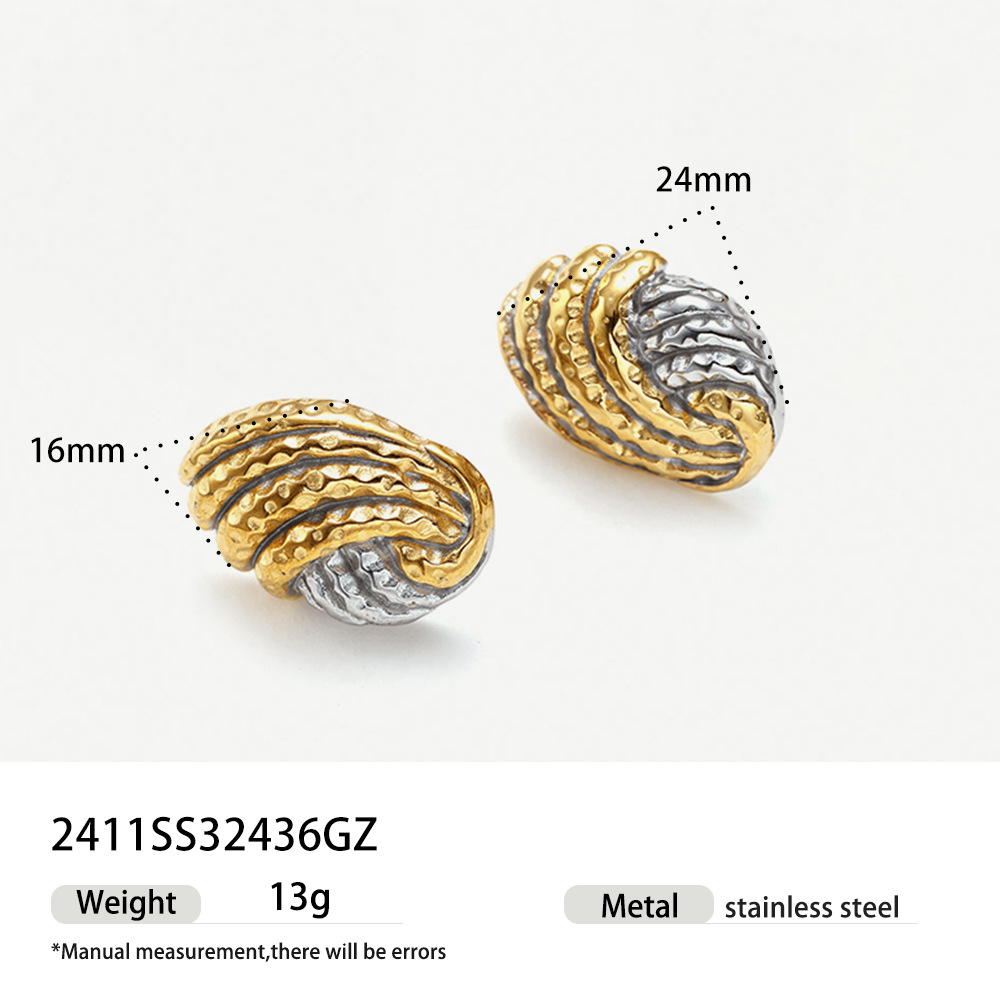 Tina Europa y América personalidad transfronteriza bicolor geometría redonda de 18k aretes de acero inoxidable de alta calidad pernos de orejas minimalistas para mujeres