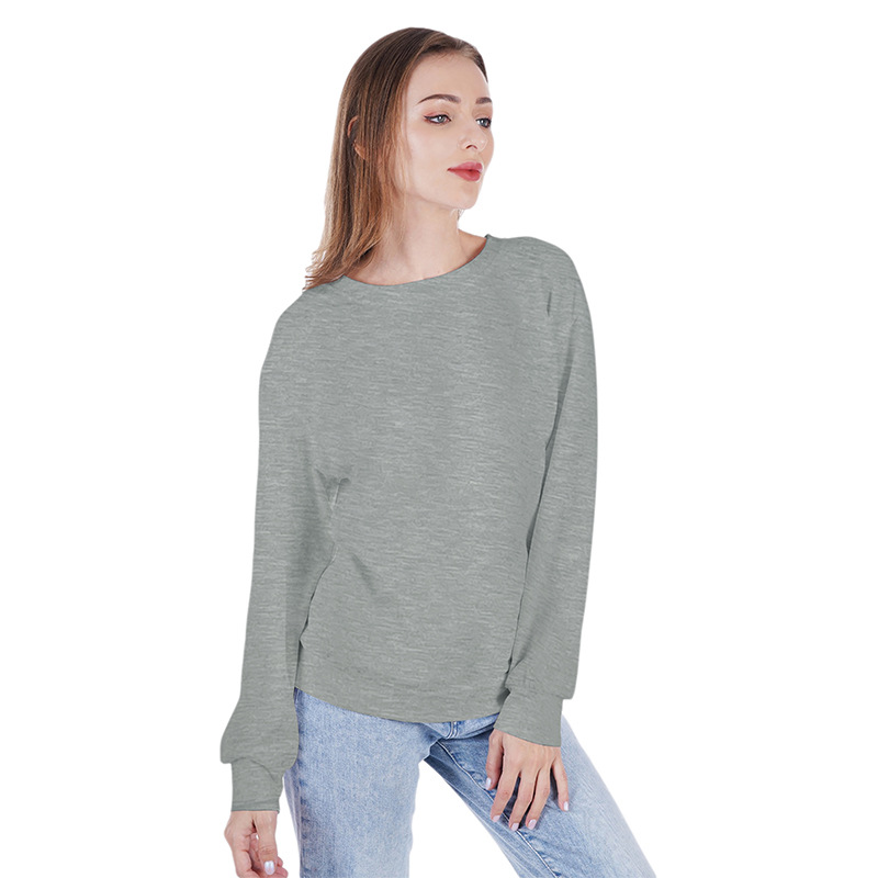 Felpa con cappuccio a maniche lunghe con scollo tondo autunnale, tinta unita, da donna, maglione di lana_voghion.com