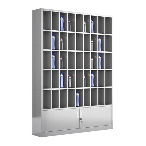 Stainless steel water cup cabinet break room tea room shelf storage rack factory workshop employee tea cup holder multi-compartment storage cabinet