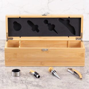 Manufacturer Wholesale Single Red Wine Packaging Box Bamboo Bottle Opener Set Red Wine Box Wooden Wine Gift Wooden Box