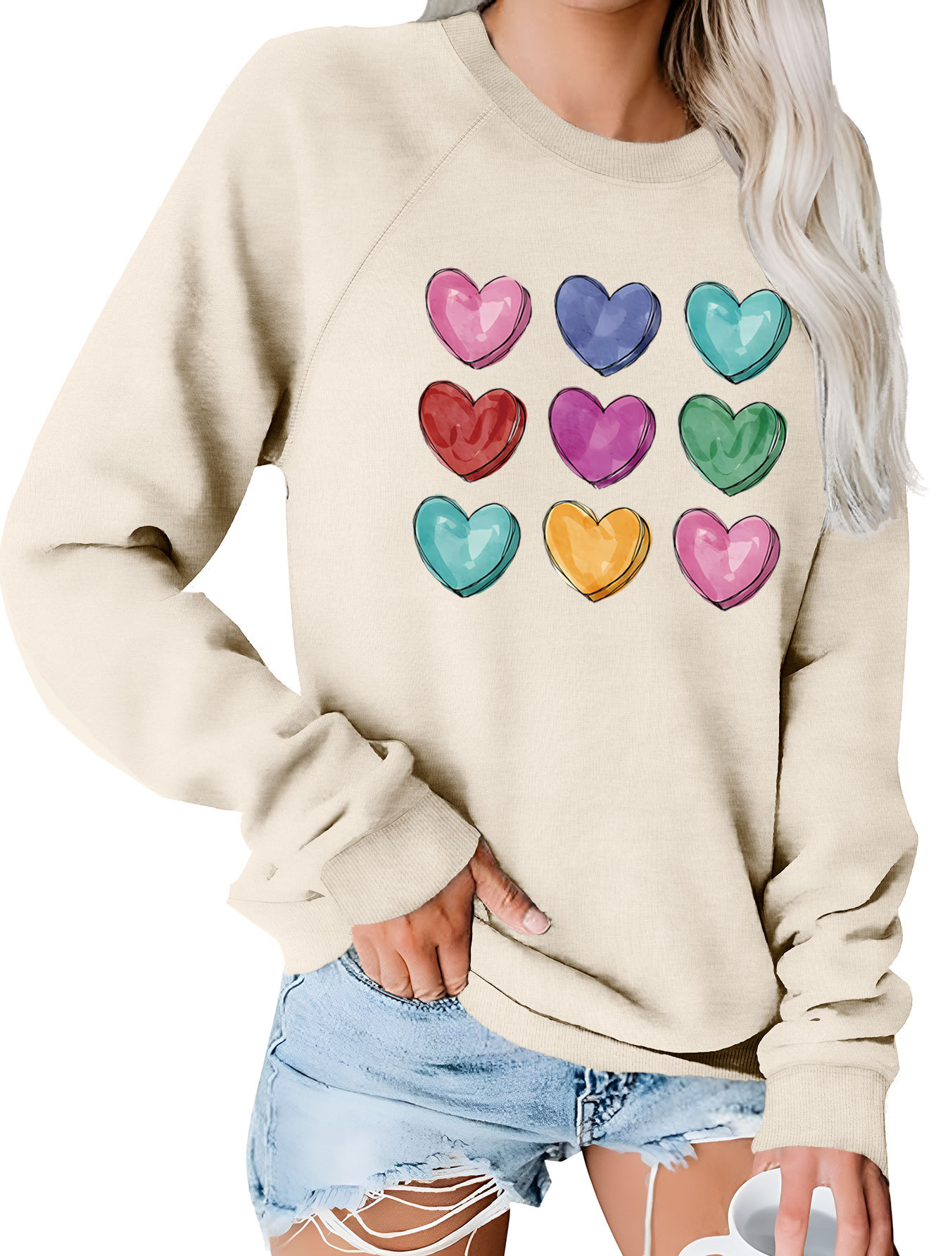 Sudaderas Con Capucha Para Mujer Manga Larga Impresión Estilo Clásico Ropa De Calle Forma De Corazón display picture 3