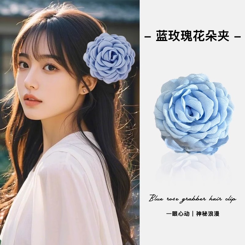 Flores rojas agarrando clips secos rosa clips flores 2025 nuevas vacaciones en el mar tiburón clips para el cabello