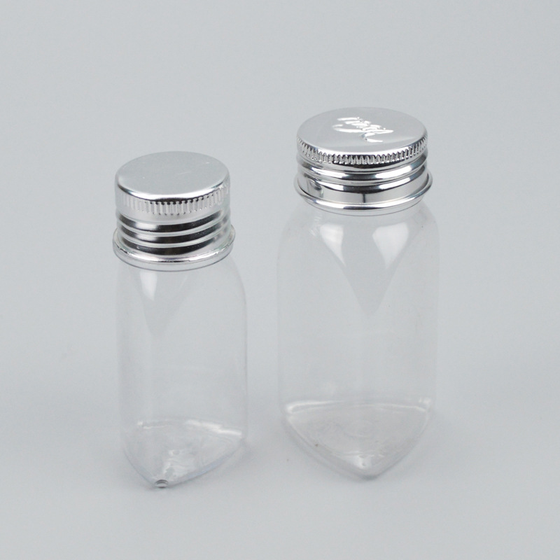 厂家供应 PET三角瓶 压片糖包装瓶 多容量透明铝盖瓶