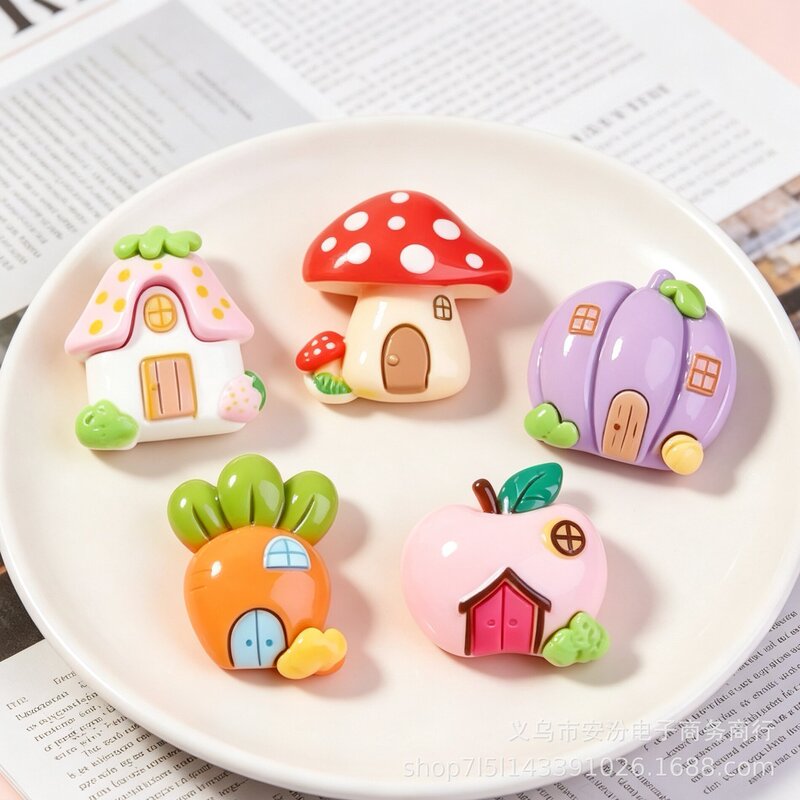 New cartoon mushroom fairy tale cottage DIY resin clog charms, hair accessories, and cream glue decorations – wholesale New cartoon mushroom fairy tale cottage DIY resin clog charms, hair accessories, and cream glue decorations – wholesale