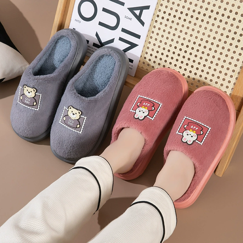 Demi-season keep warm non-slip fleece winter slippers for beloved platform, (Cross-border trading)