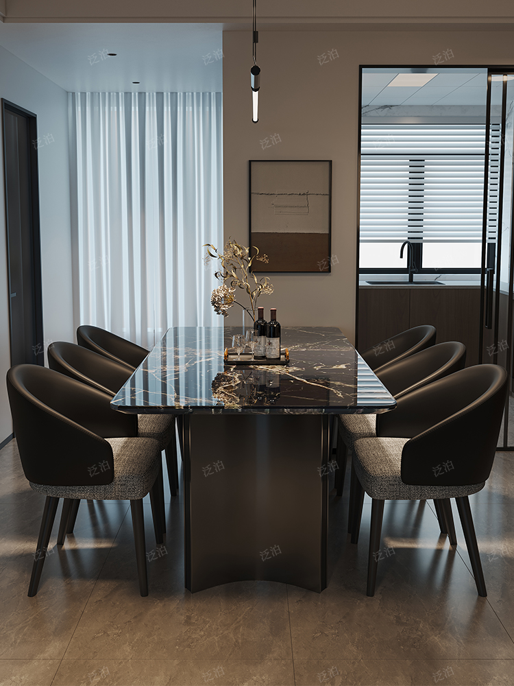 Light Luxury Marble Dining Table Modern Simple Rectangular Home Dining Table and Chair Combination Small Apartment Dining Table
