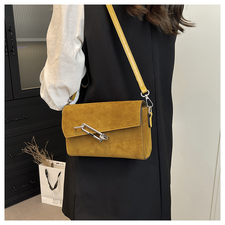 Suede Exquisite Lockbox Bag For Women 2025 New Model, Light Luxury, Niche High-End Sense, Shoulder Bag, Crossbody Lock Buckle Small Square Bag_voghion.com