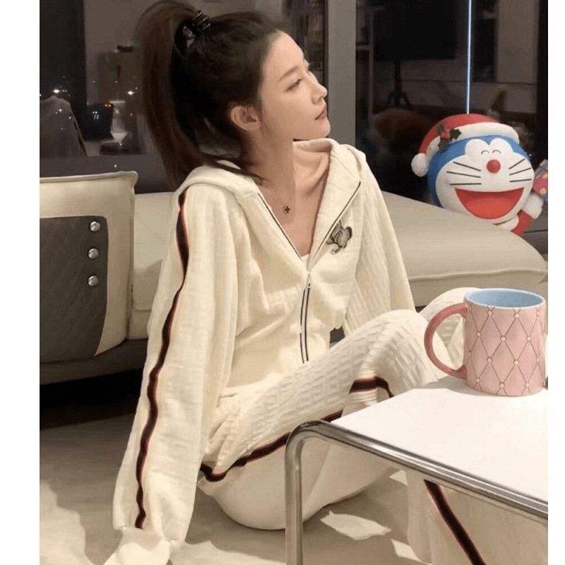 时尚运动套装女早秋新款休闲减龄卫衣外套新品感阔腿裤两件套|undefined