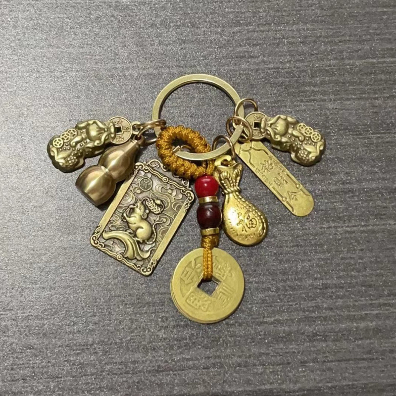 Zhaogongming Five Directions God of Wealth Pendant Twelve Zodiac Five Emperors Money Gourd Rice Keychain Pendant Zhaogongming Ornament