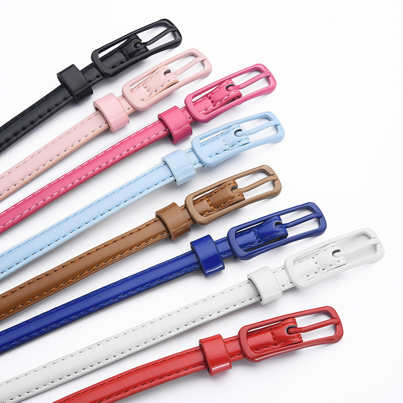 Cinturón Delgado de Colores Caramelos para Mujer de Imitación de Cuero con Hebilla de Aguja para Ropa Formal