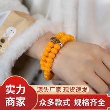 天然黄菩提十二生肖本命佛守护手串双圈国风经典文玩佛珠配饰男女