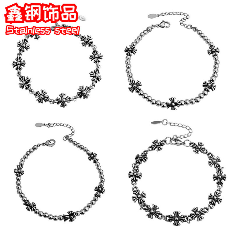 Manufacturer Stainless Steel Men's Bracelet Hip-Hop Trendy Hand-Woven Titanium Steel Non-Fading High-End Hand Jewelry Wholesale